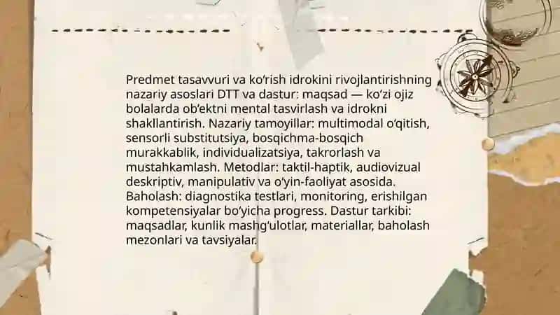 Predmet tasavvurini shakllantirish va koruv idrokini rivojlantirish korreksion mashguloti 3