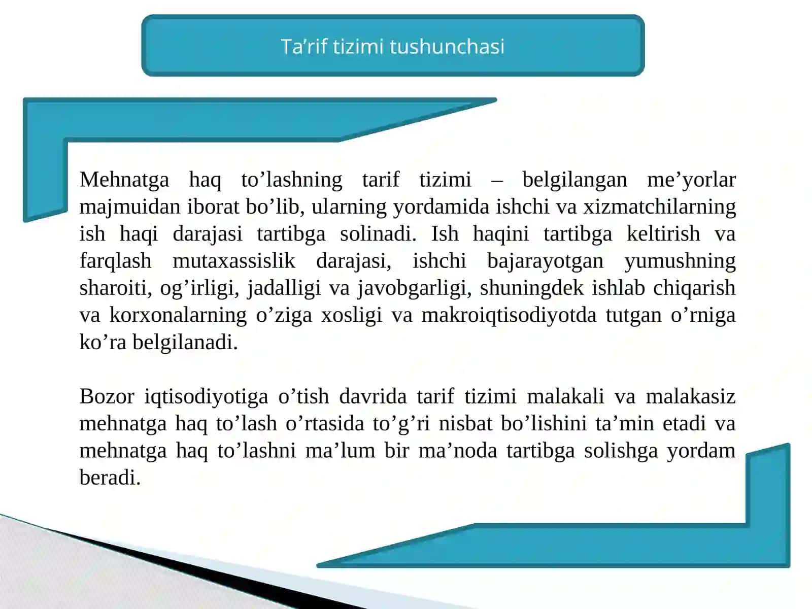 mehnatga haq to'lashning tarif tizimi 3