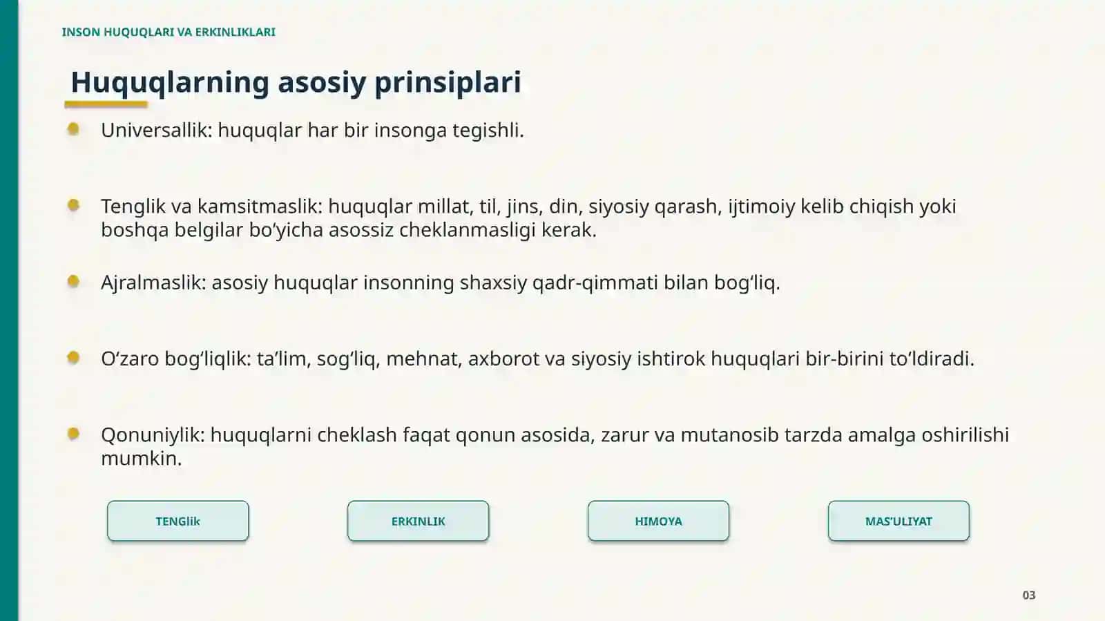 INSON HUQUQLARI VA ERKINLIKLARI 3