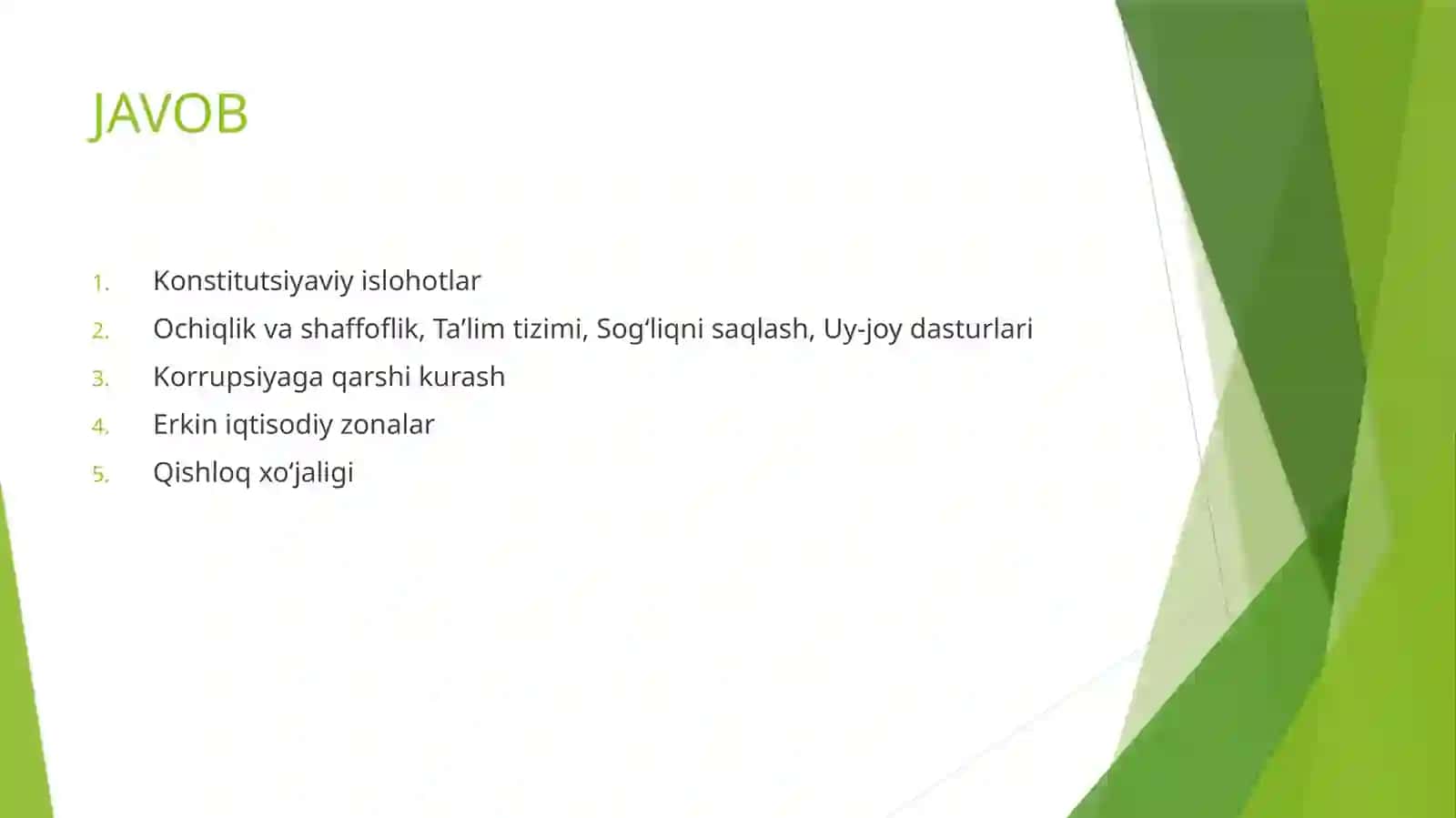 PREZIDENT SH.M.MIRZIYOYEV RAHBARLIGI VA TASHABBUSI OSTIDA AMALGA OSHIRILAYOTGAN ISLOHOTLAR 3