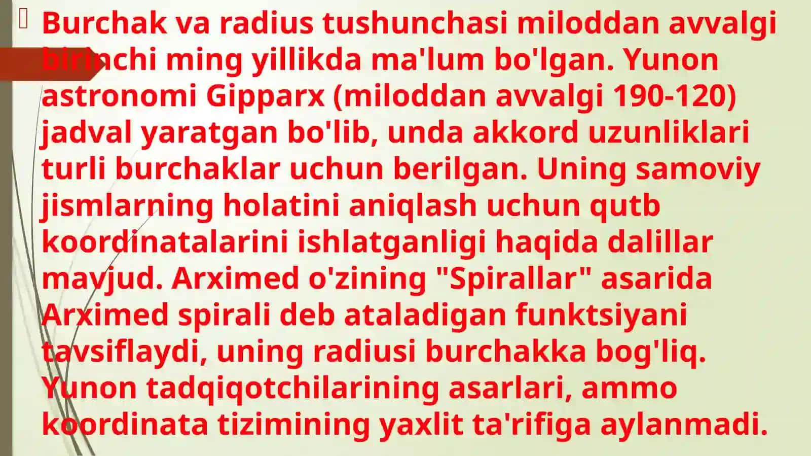 KOORDINATA BURCHAGI. KOORDINATA NUQTASI 3