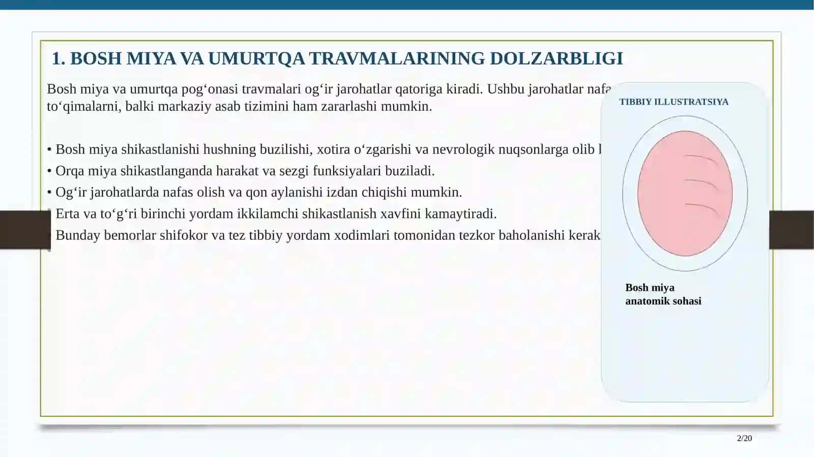 BOSH MIYA VA UMURTQA POG‘ONASI TRAVMALARI 3