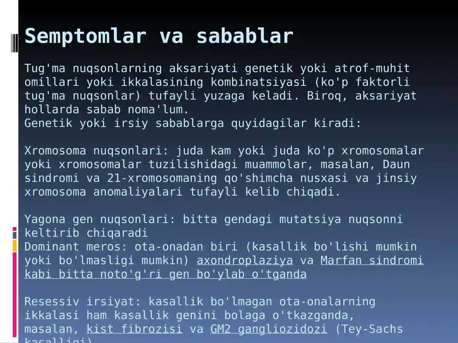 Tug'ma nuqsonlar va tug'ma anomaliyalar 3