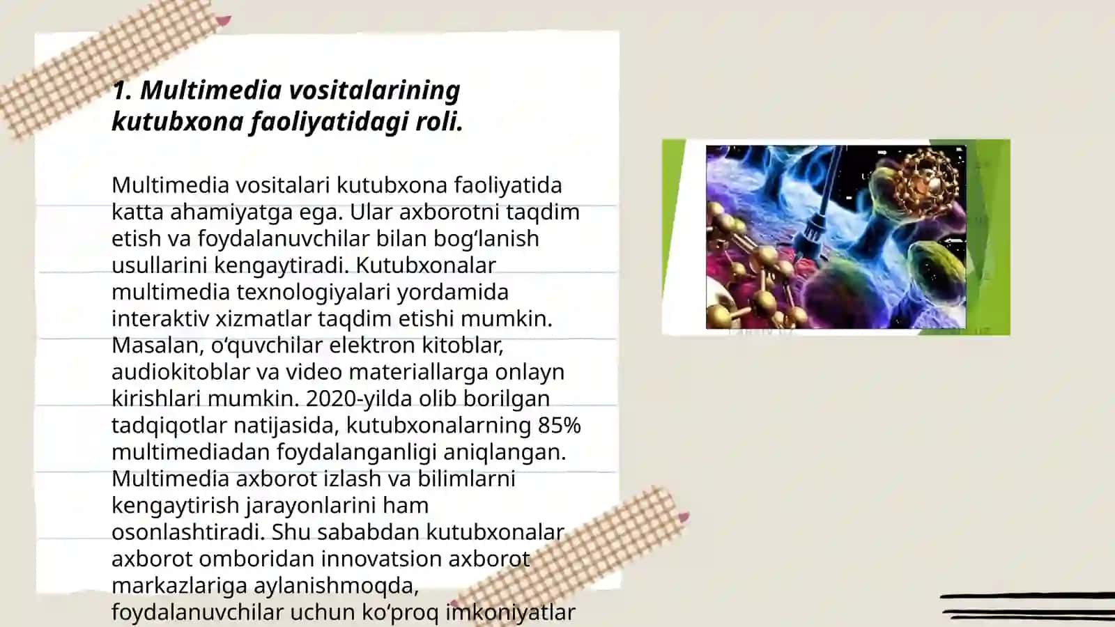 Axborot-kutubxona muossasalarida multimedia vositalaridan foydalanishning roli va ahamiyati 3