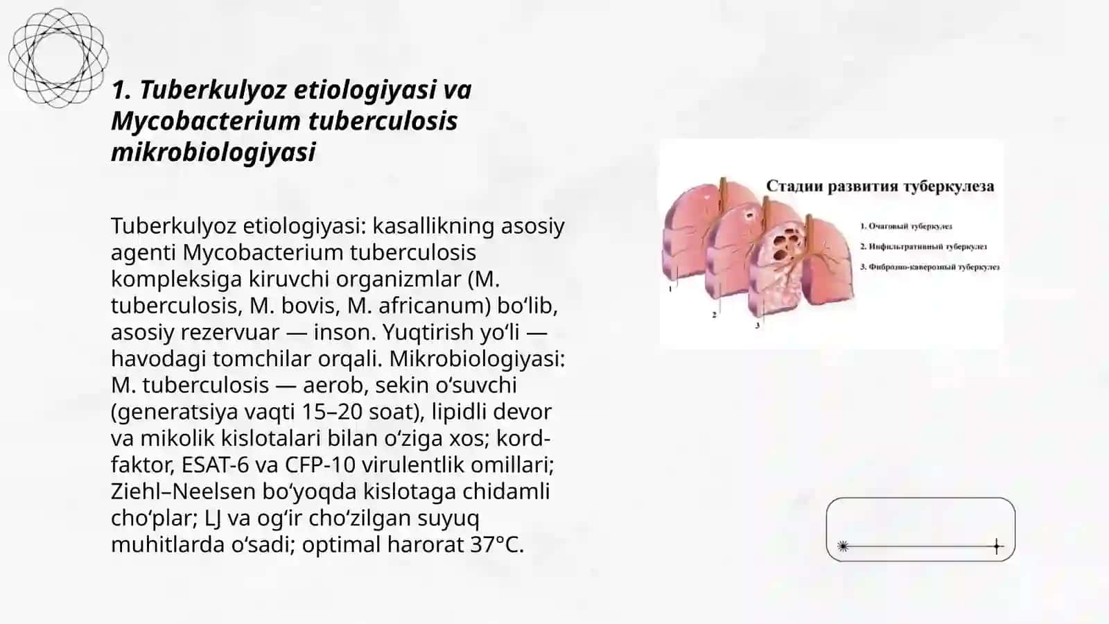 Tuberkulyoz kasalligi. Ópkaning fiziologik va patalogik holatlari 3