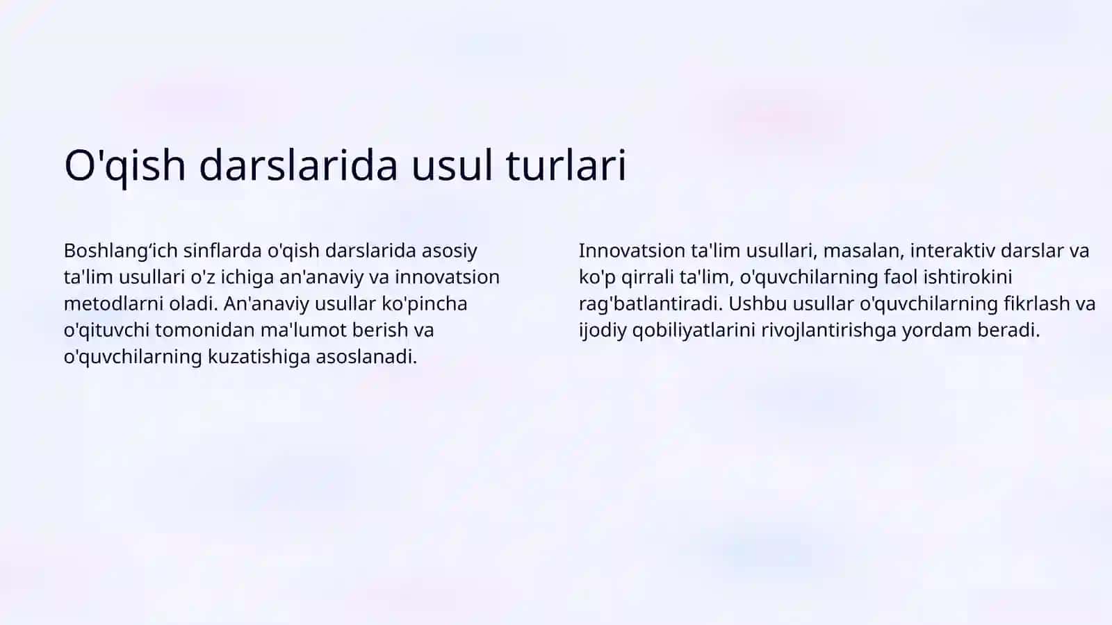 O'qish darslarida ta'lim usullari va dars shakllari 3