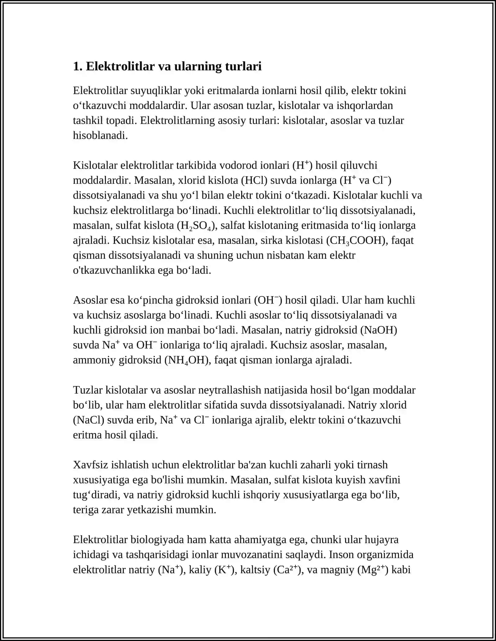 KUCHSIZ ELEKTROLITLARNI ANALIZINI AMALGA OSHIRISH. ISHQORIY BUFER ERITMALARNI PH NI HISOBLASH 3