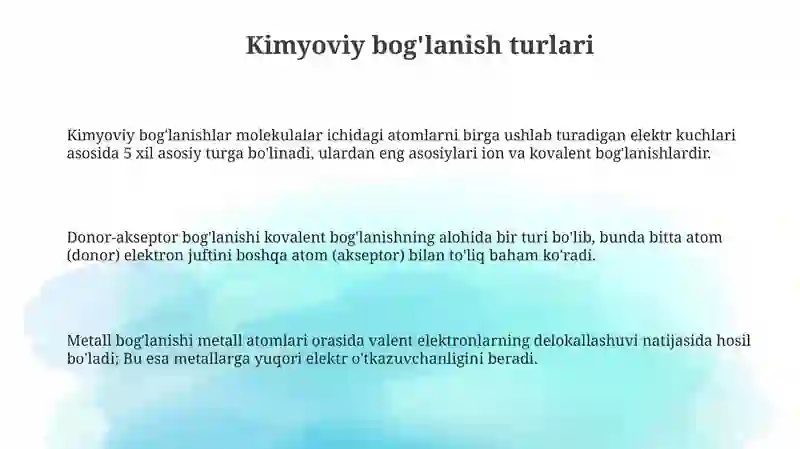 Kimyoviy bog'lanish 3