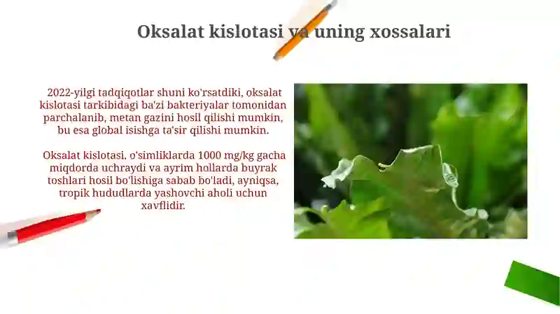 Oksalat kislotasi va uning xossalari 3