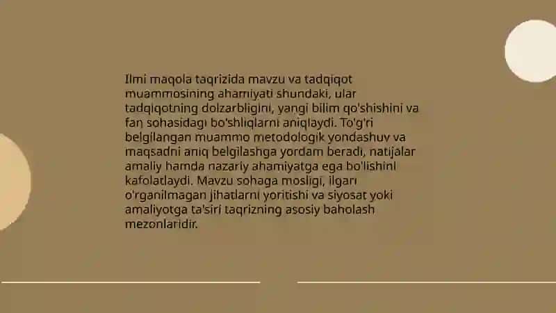 Sohaga oid ilmi maqolalardan biriga taqriz yozish 3