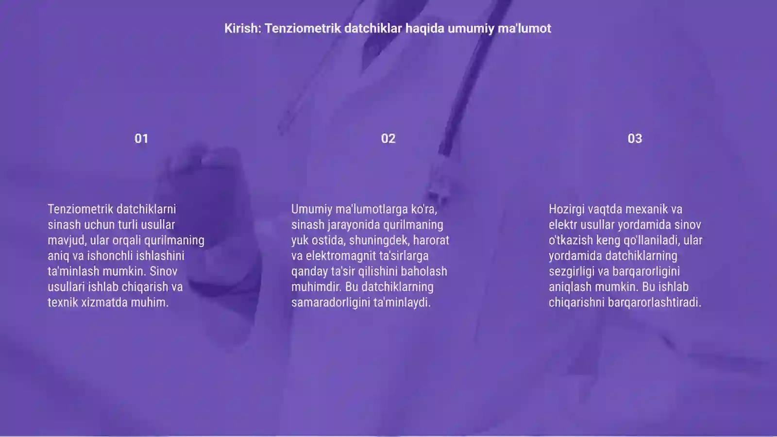 Simli tenzometrik datchiklarni sinash usullari 3