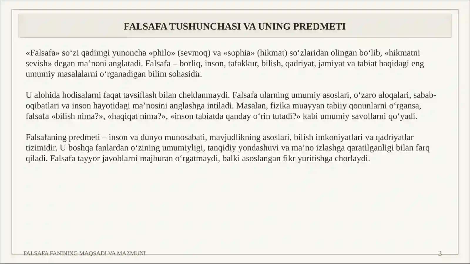 FALSAFA FANINING MAQSADI VA MAZMUNI 3