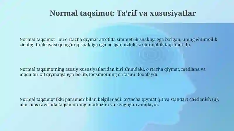 Normal taqsimot va uning xususiyatlari 3