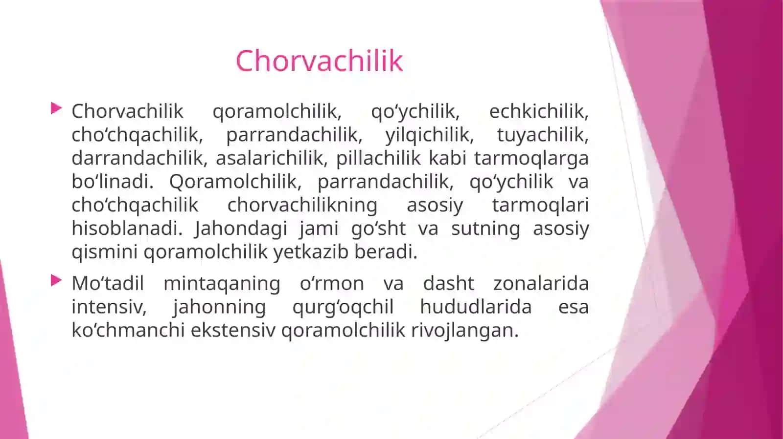 CHORVACHILIK TARMOG’I 3