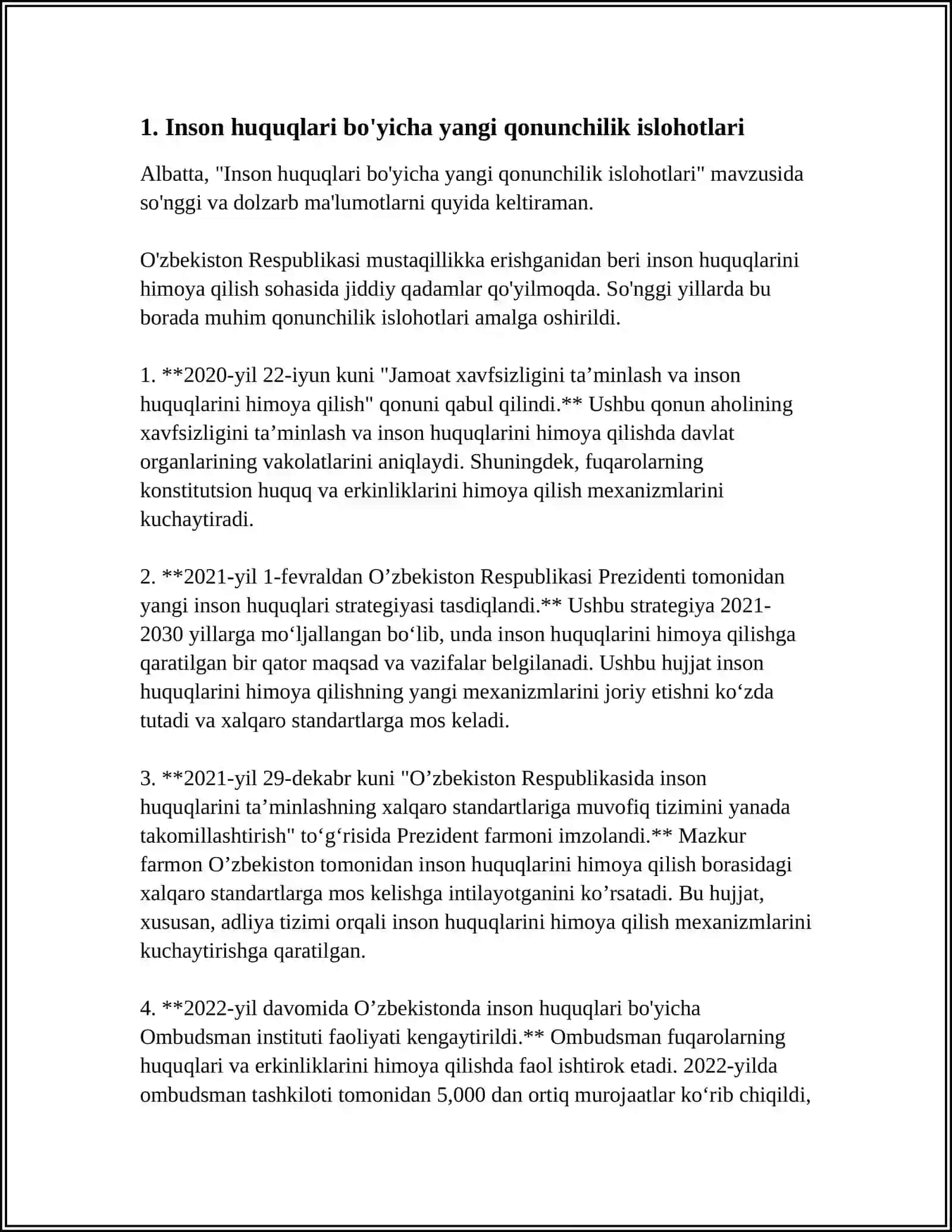 INSON HAQ HUQUQLARI VA ERKINLIKLARI KAFOLATINING YARATILISHI 3