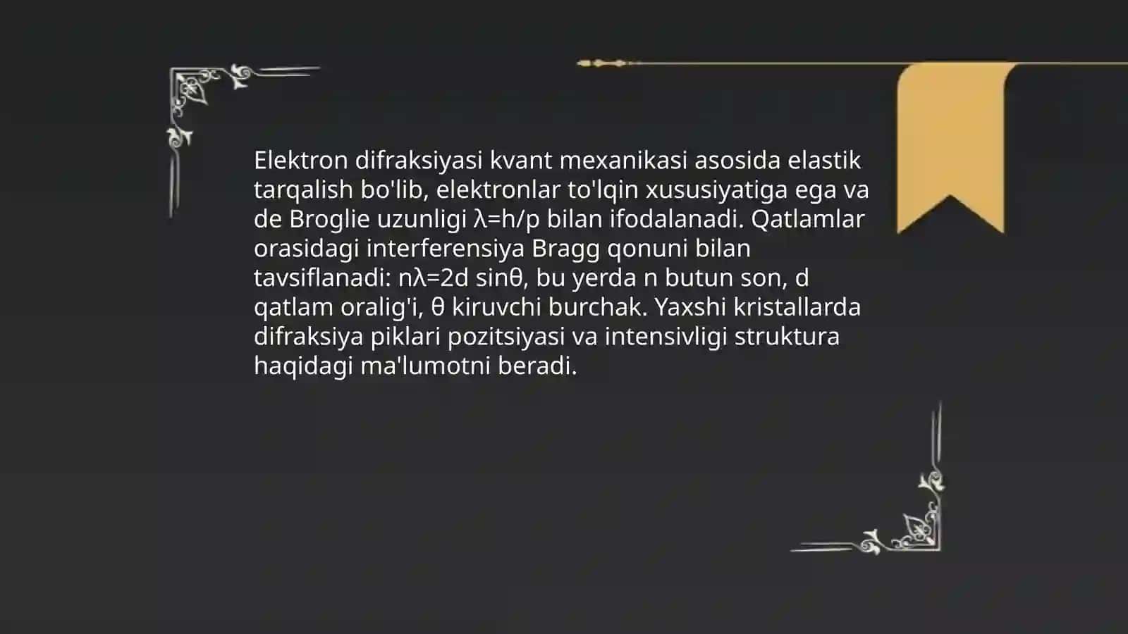 Elektronlar difraksiyasi va uning yupka qatlamlar strukturasini o'rganishda qo'llanilishi 3