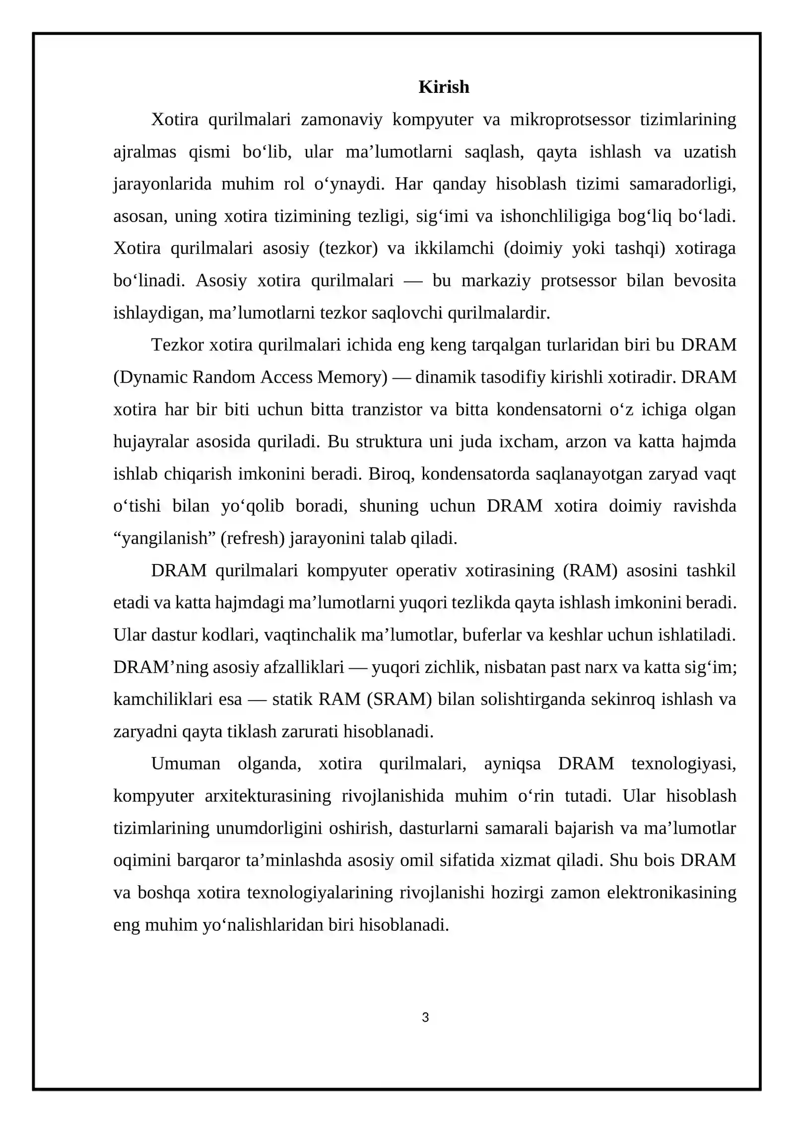 DRAM xotira elementlari 3