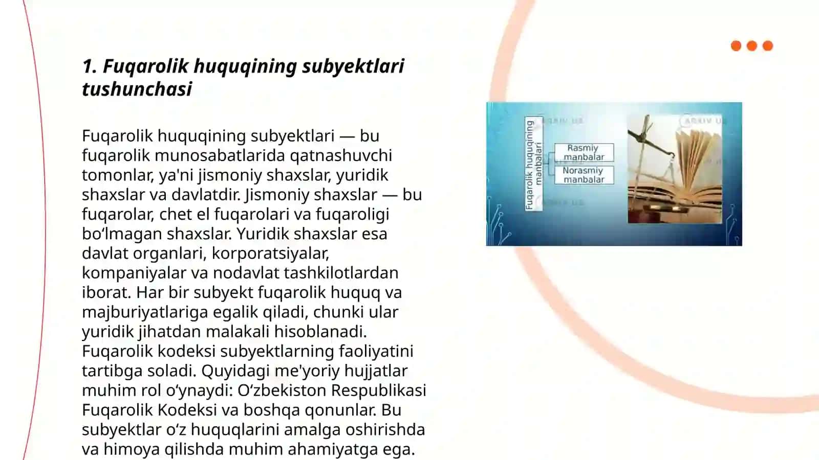 Fuqarolik huquqining subyektlari va obyektlari 3