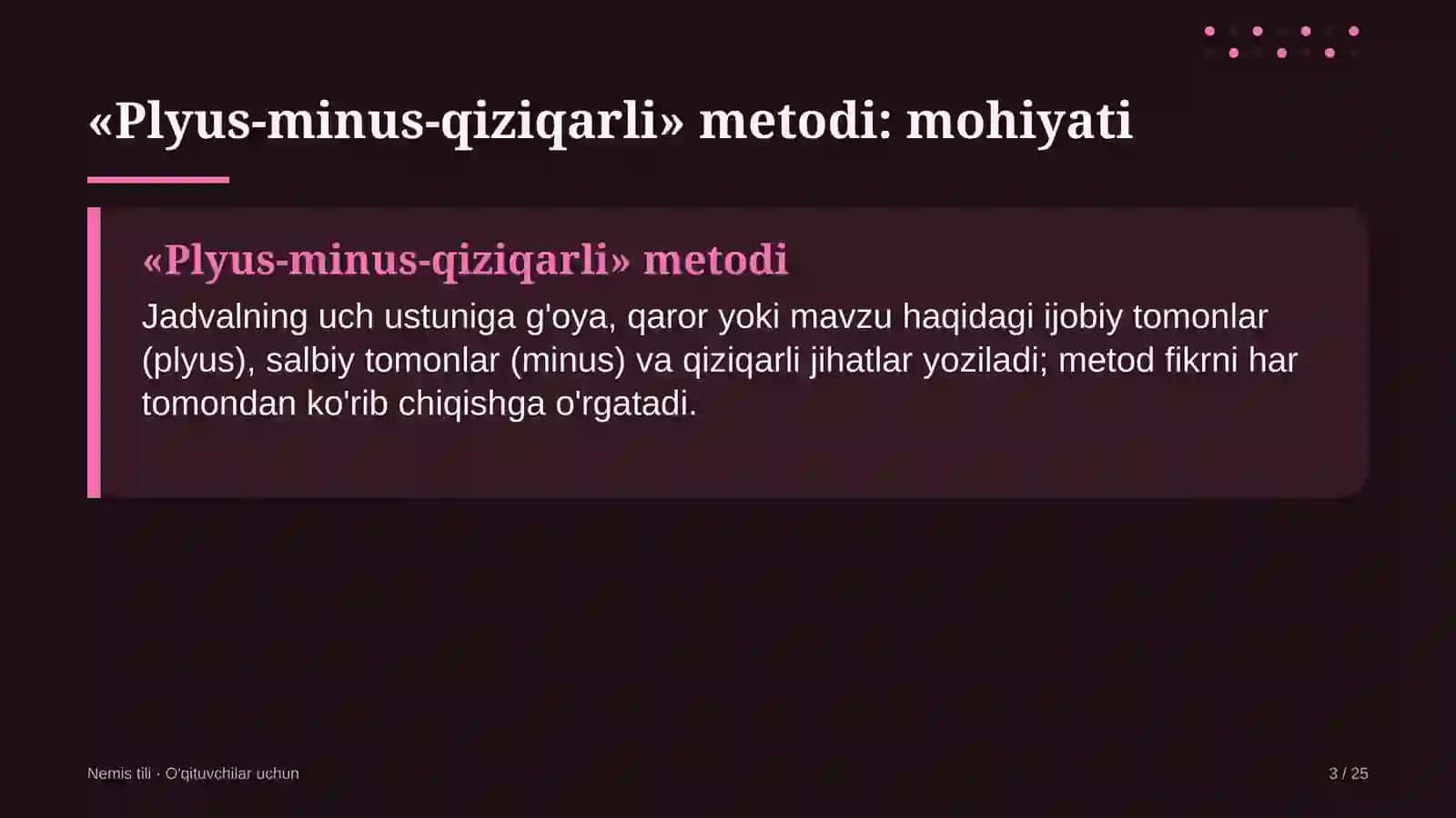 nemis tili darslarida plyus minus qiziqarli metodidan foydalanish 3102 3