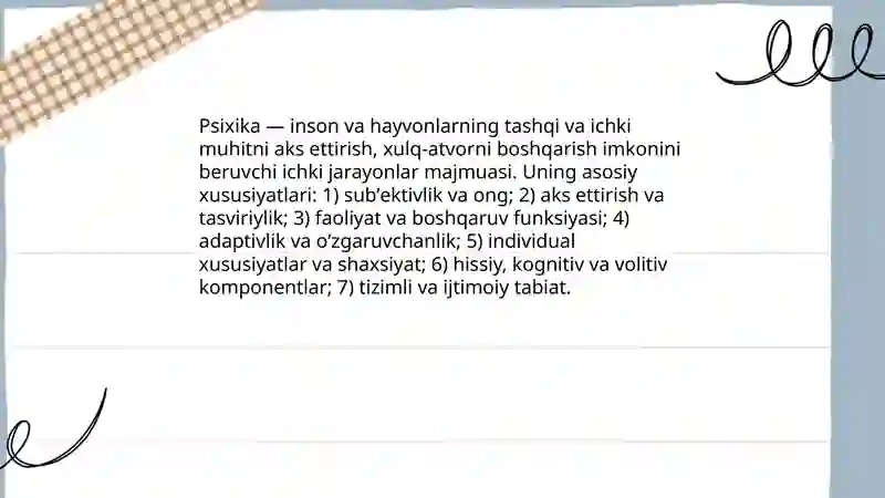 Psixika va uning xususiyatlari 3