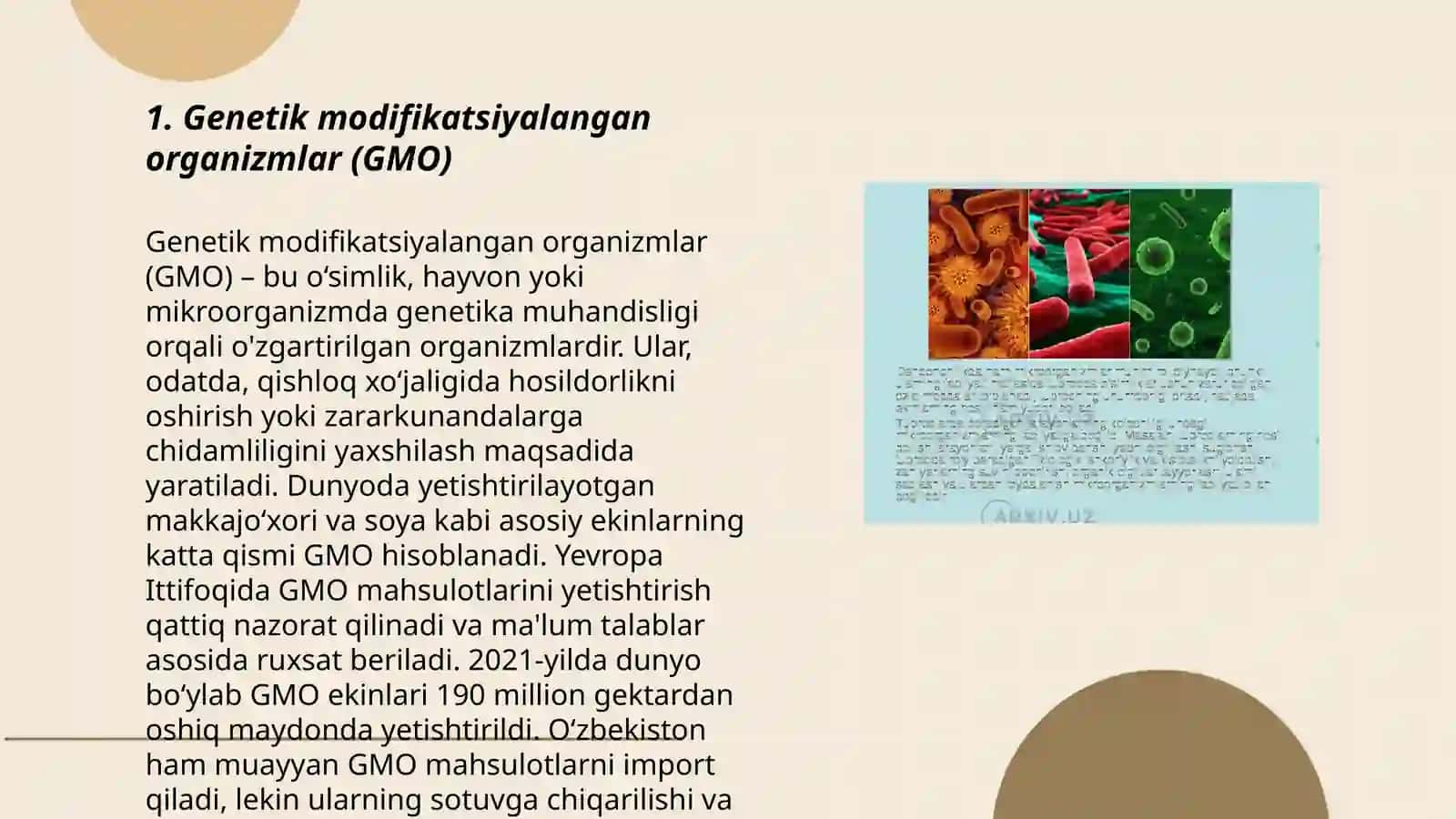 Genetik modifikatsiyalangan organizmlar (GMO) 3