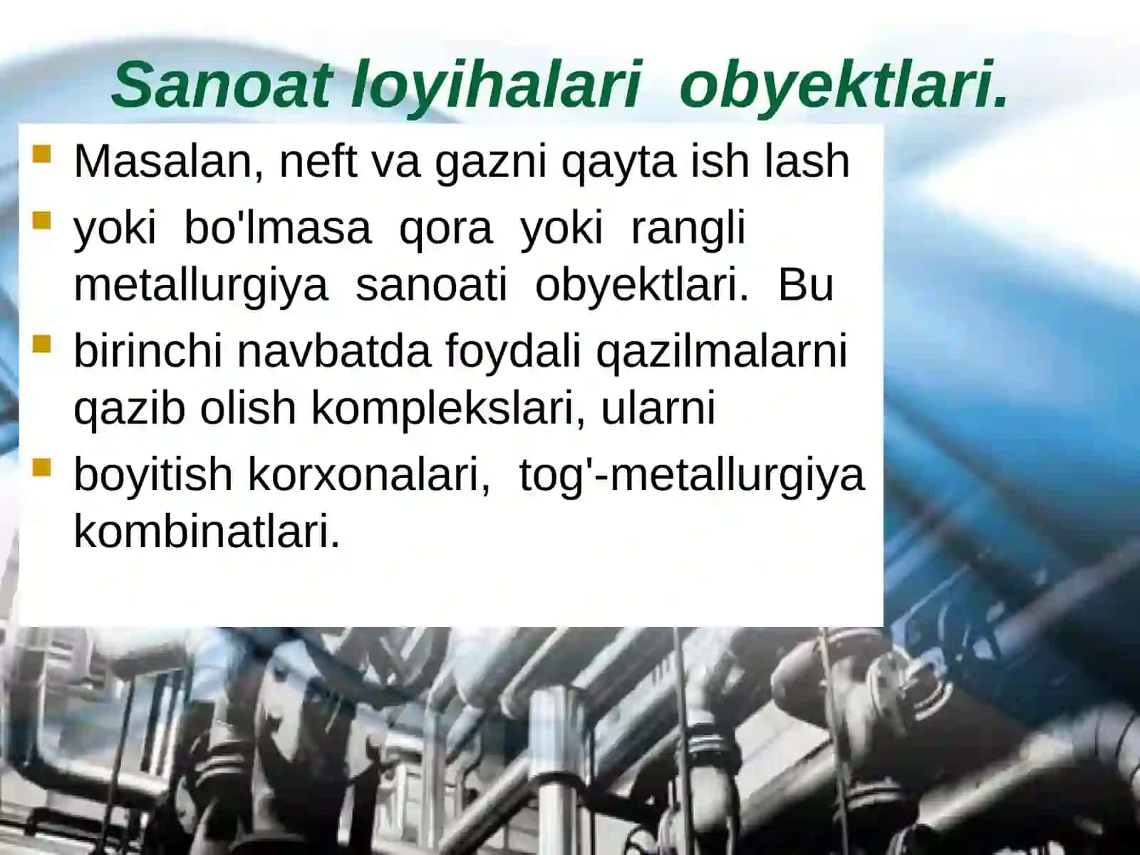 Sanoatkorxonalarining hajm-rejalash, kompozitsion konstruktivye chimiga ishlab chiqarish texnologiyasi va muhitining ta’siri 3