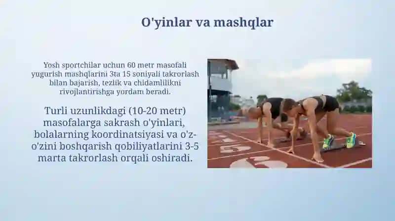 Yosh sportchilar bilan yengil atletika mashgʻulotlari 3