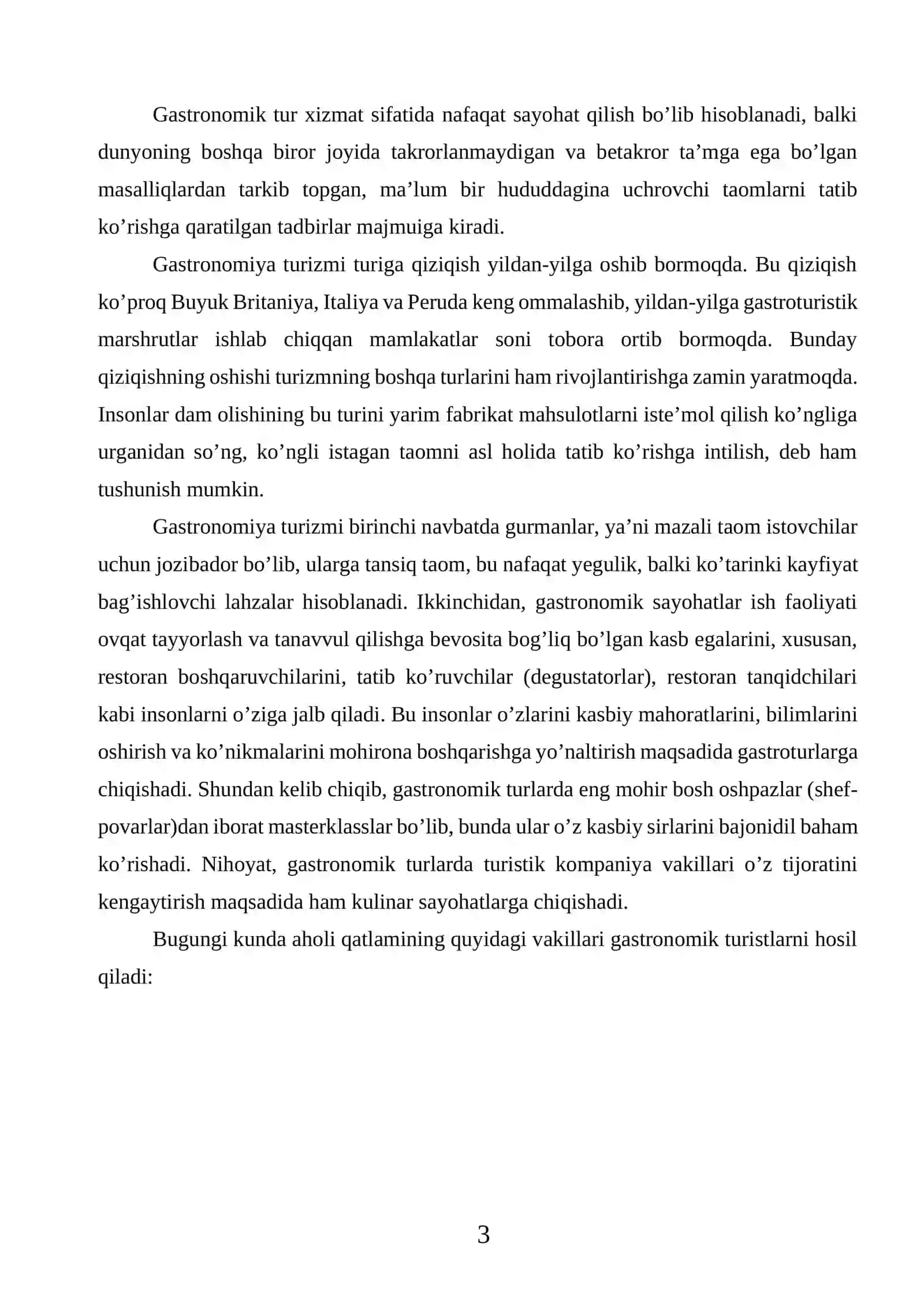 Gastronomiya turizmini rivojlantirish istiqbollari 3