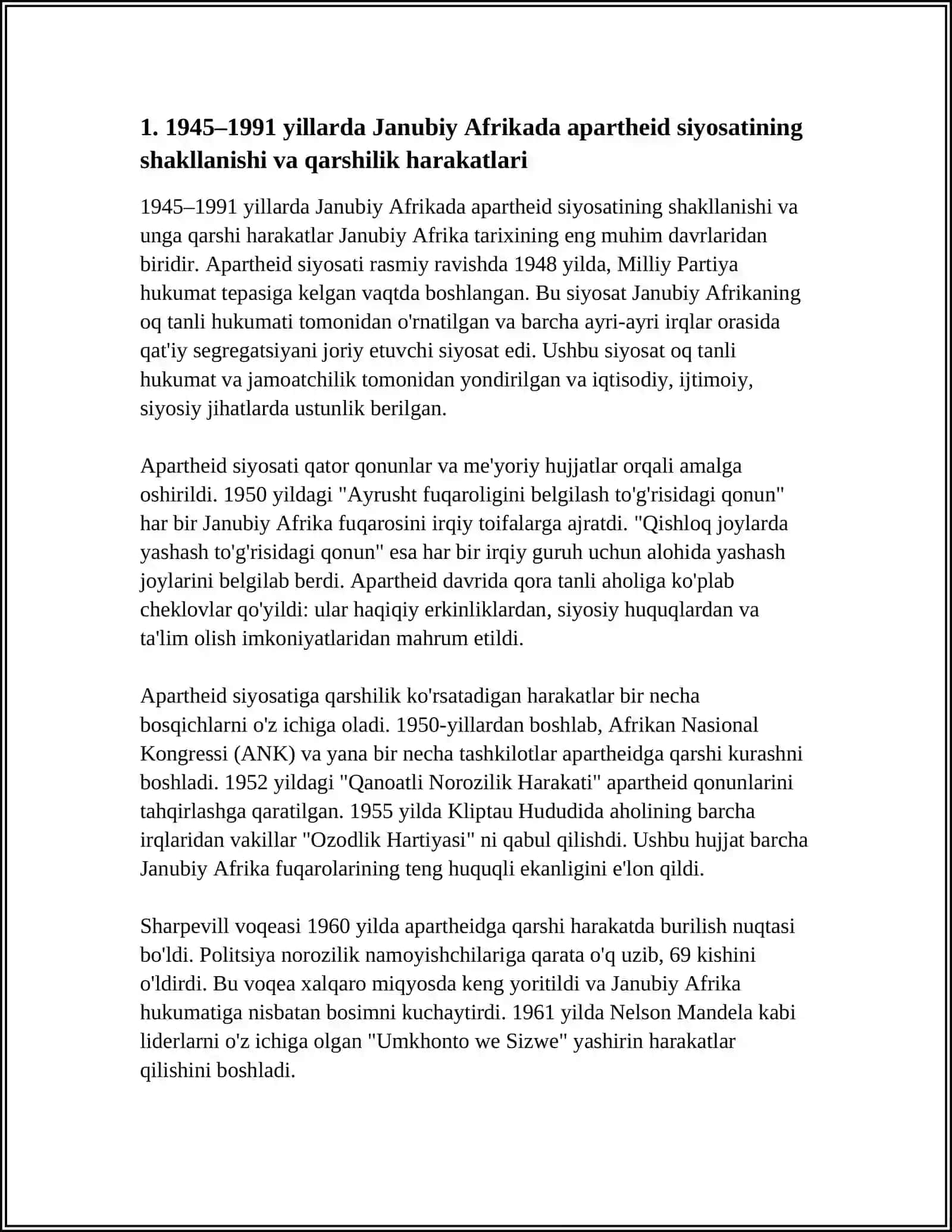 1945-1991 yillarda Tropik va Janubiy Afrika davrida siyosiy, iqtisodiy va madaniy hayot 3