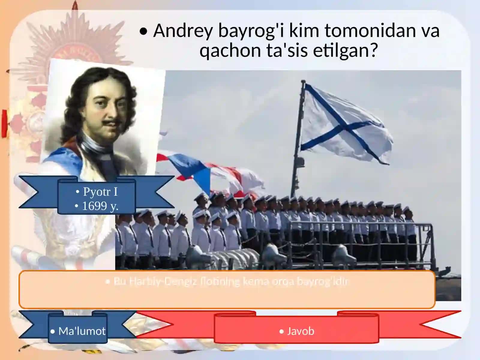 Tarix - Rossiya tarixi bo'yicha Mo'jizalar maydoni viktorinasi 3