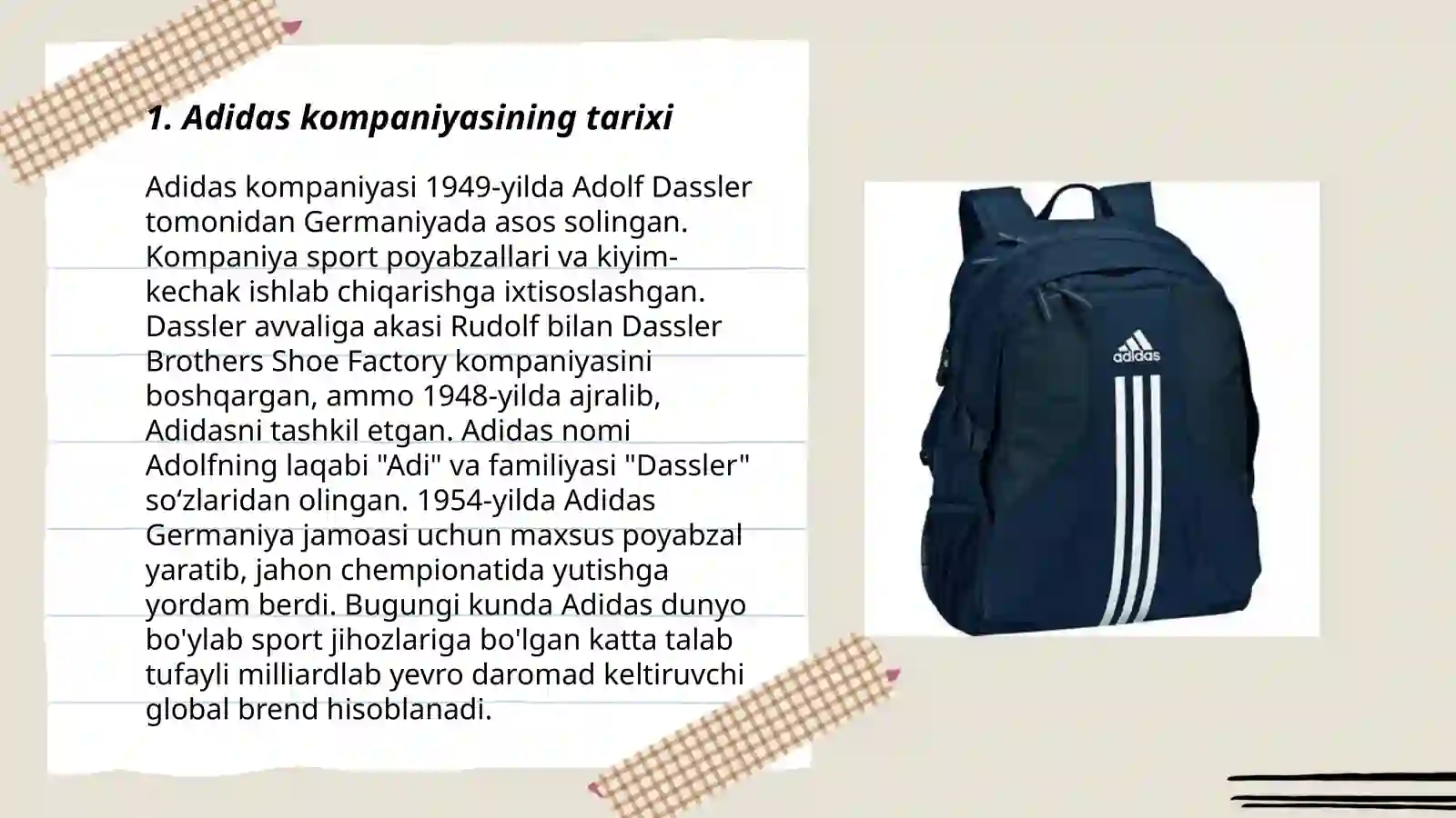 Adidas kompaniyasi bo'yicha 3