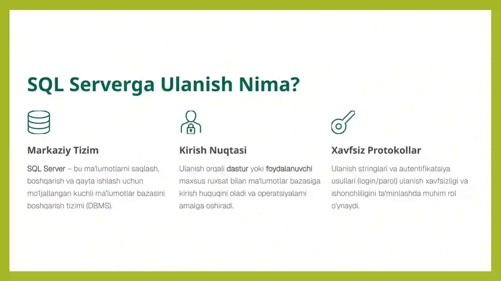 SQL Serverda Ulanish va Cheklashlar 3