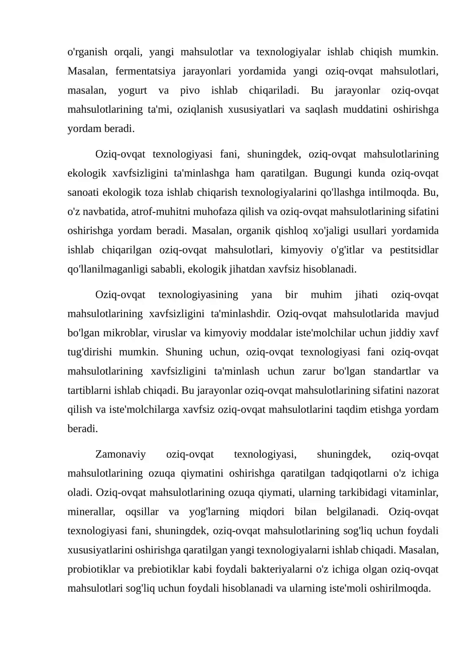 Oziq-ovqat texnologiyasi fanining maqsadi va vazifalari. Zamonaviy muammolar 3