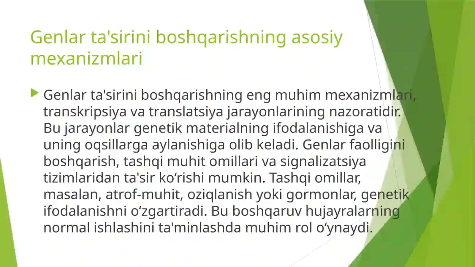 Genlar ta'sirini boshqarilishi, hujayra differentsirovkasi 3
