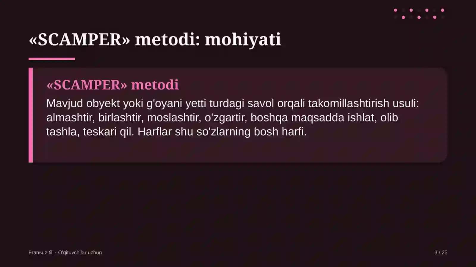 fransuz tili darslarida scamper metodidan foydalanish 2887 3