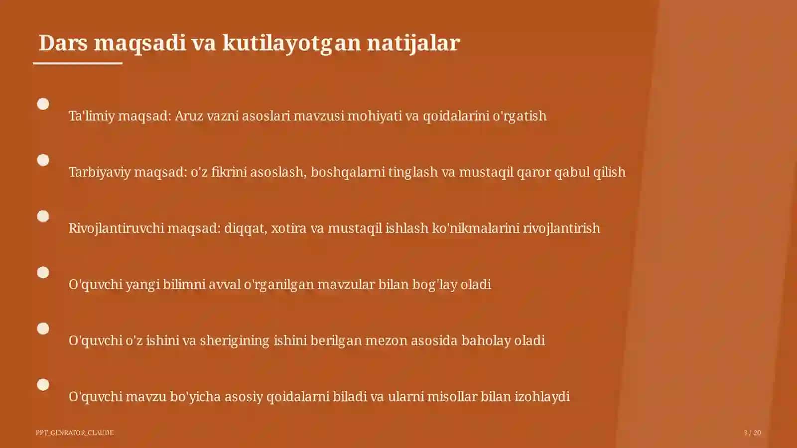 Aruz vazni asoslari (9-sinf) 3
