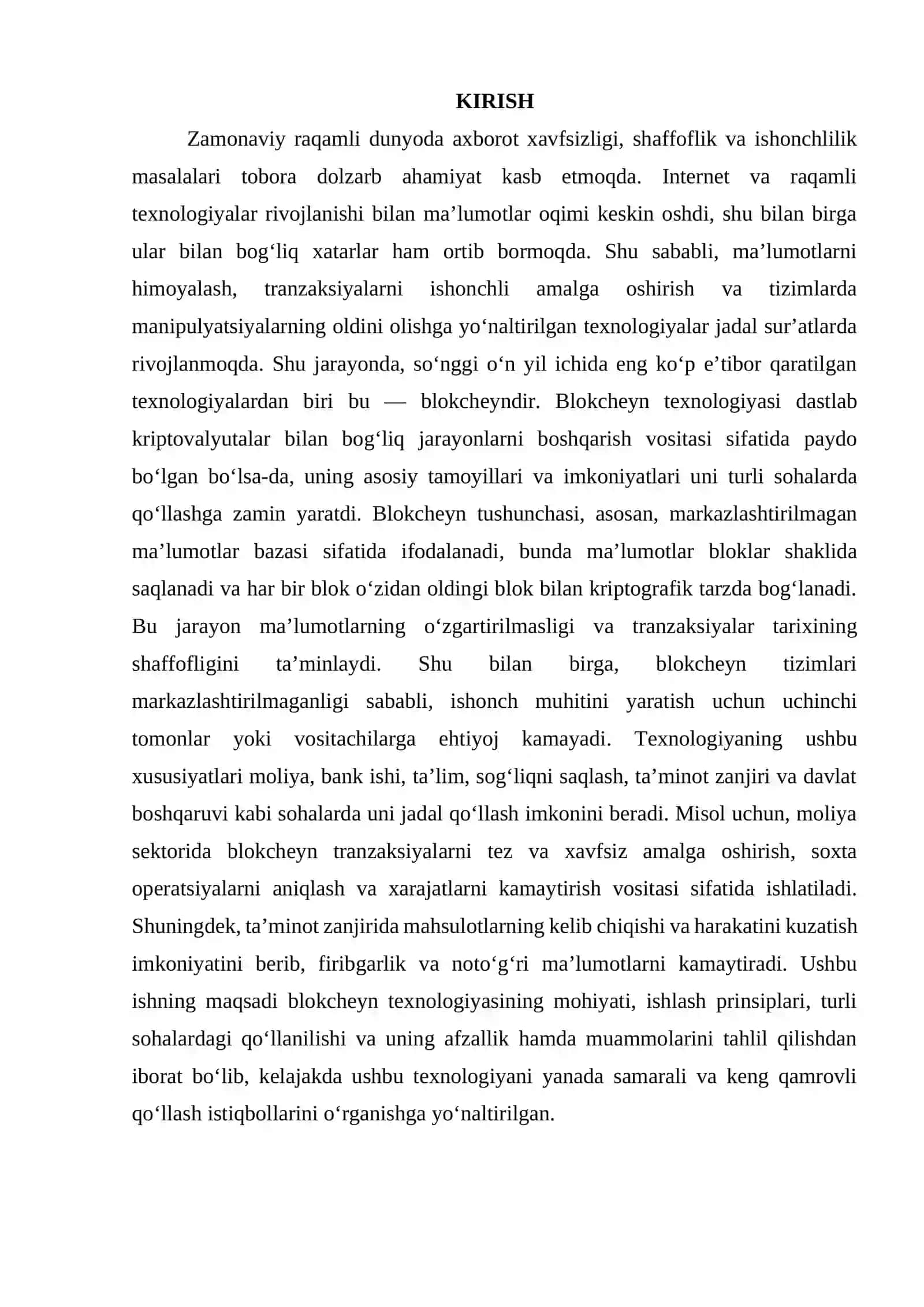 Blokcheyn Texnologiyasi va Uning Qo'llanilishi 3