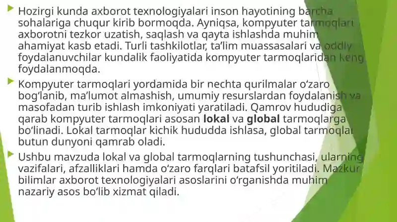 Lokal va global tarmoqlar 3