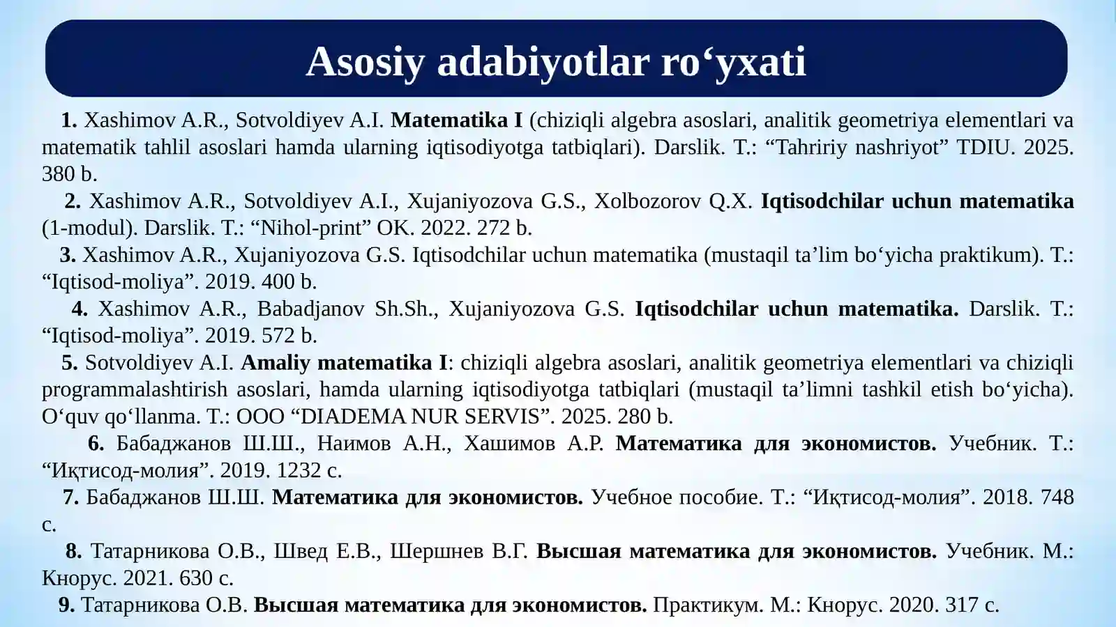 Matritsalar va ular ustida amallar 3