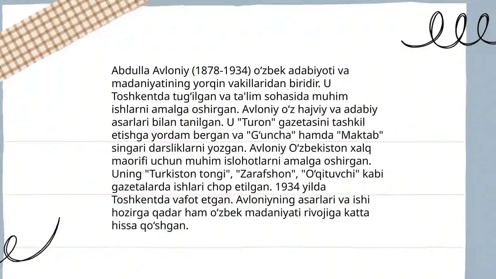 Abdulla Avloniy - oʻzbek bolalar adabiyoti yetuk namoyondasi 3