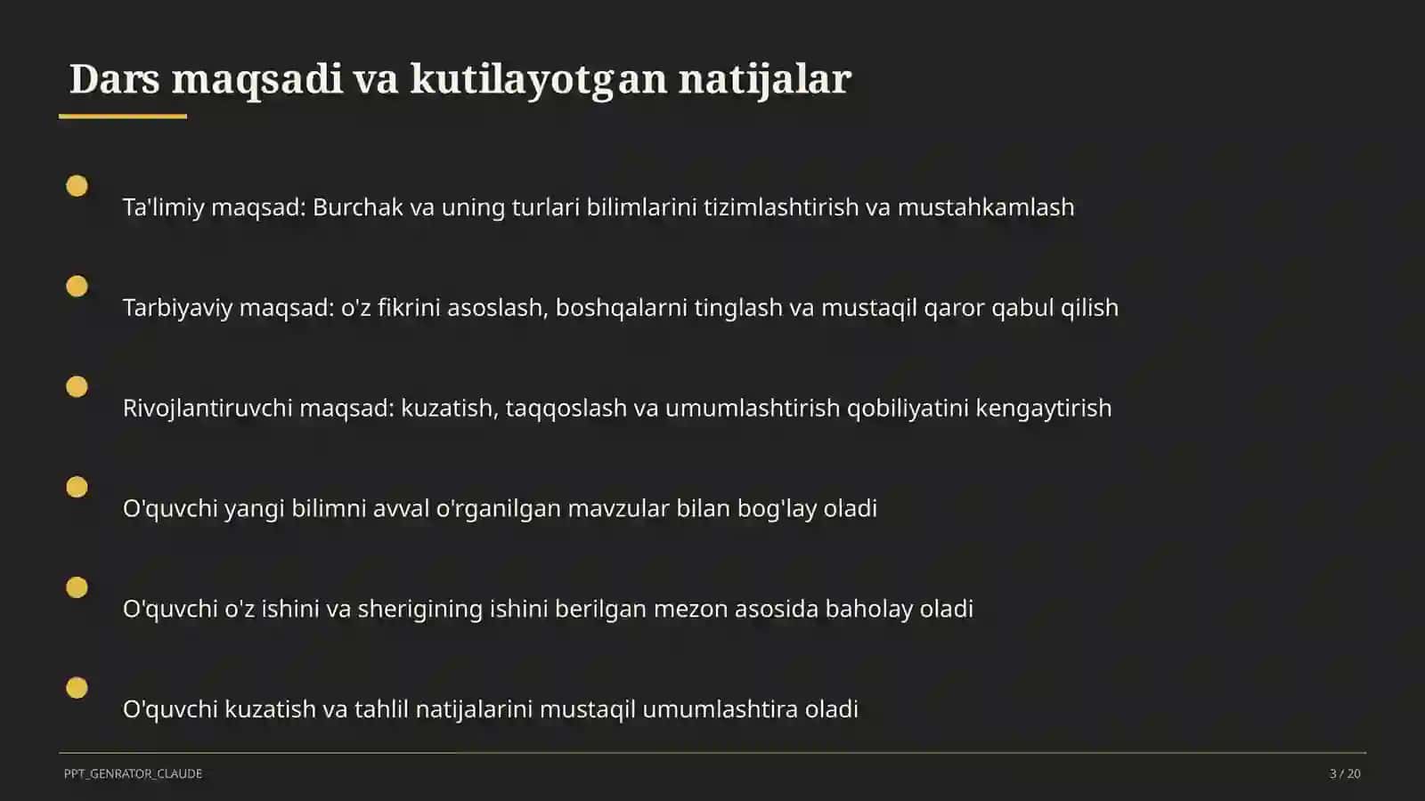 Burchak va uning turlari (4-sinf) 2