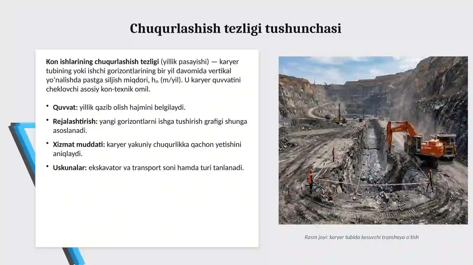 Kon ishlarining chuqurlashish tezligini aniqlash 3