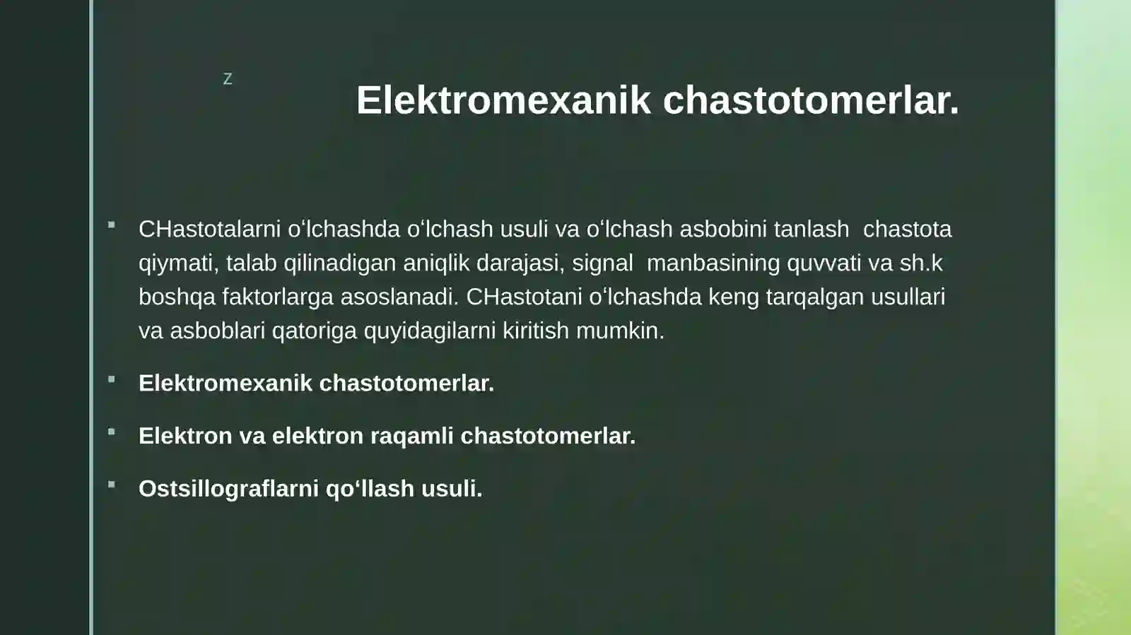 CHASTOTANI O‘LCHASH 3