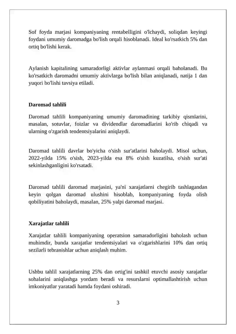 Молиявий натижалар тахлили 3