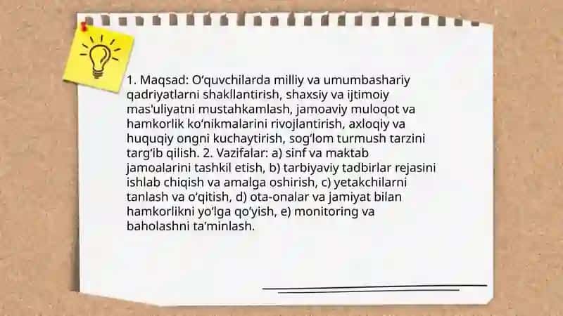 Oʻquvchilar jamoasini tashkil etish va tarbiyalash ishini rejalashtirish 3