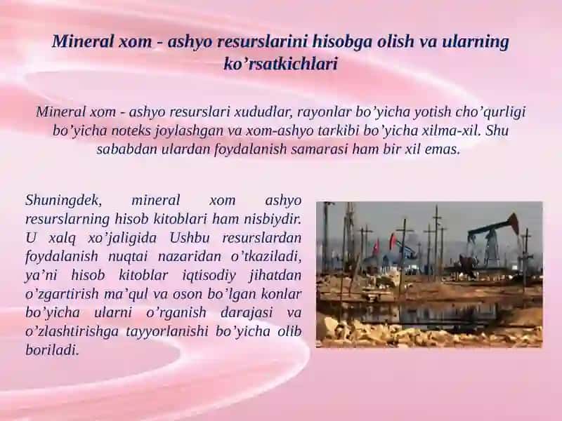 Mineral xom ashyo resurslaridan foydalanish va ularni muhofaza qilish 3