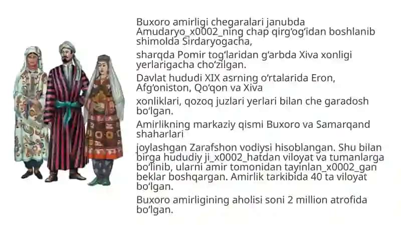Rossiya imperiyasi bosqini arafasida Buxoro amirligi, Qo‘qon va Xiva xonliklaridagi ijtimoiy–siyosiy va iqtisodiy ahvol 3