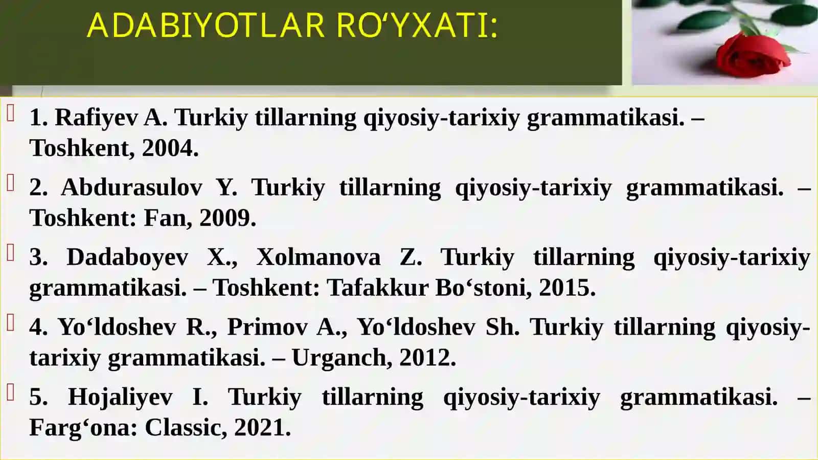 Turkiy tillarning umumiy tavsifi. Oltoy tillar oilasi 3