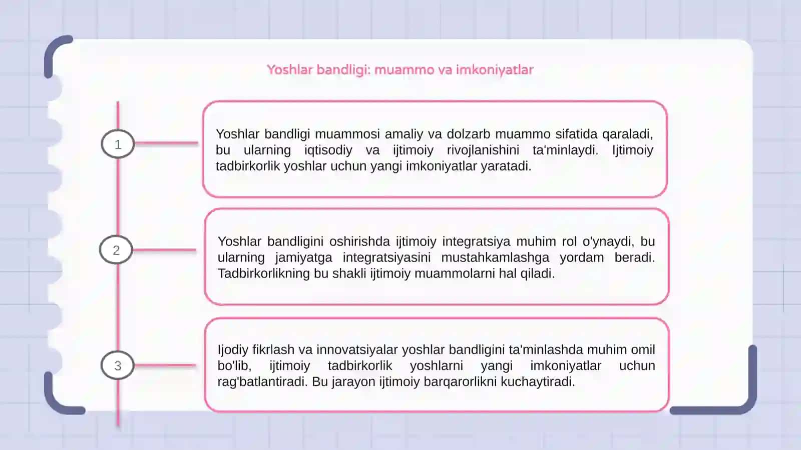Yoshlar bandligi va ijtimoiy integratsiyani kuchaytirishda ijtimoiy tadbirkorlik 3