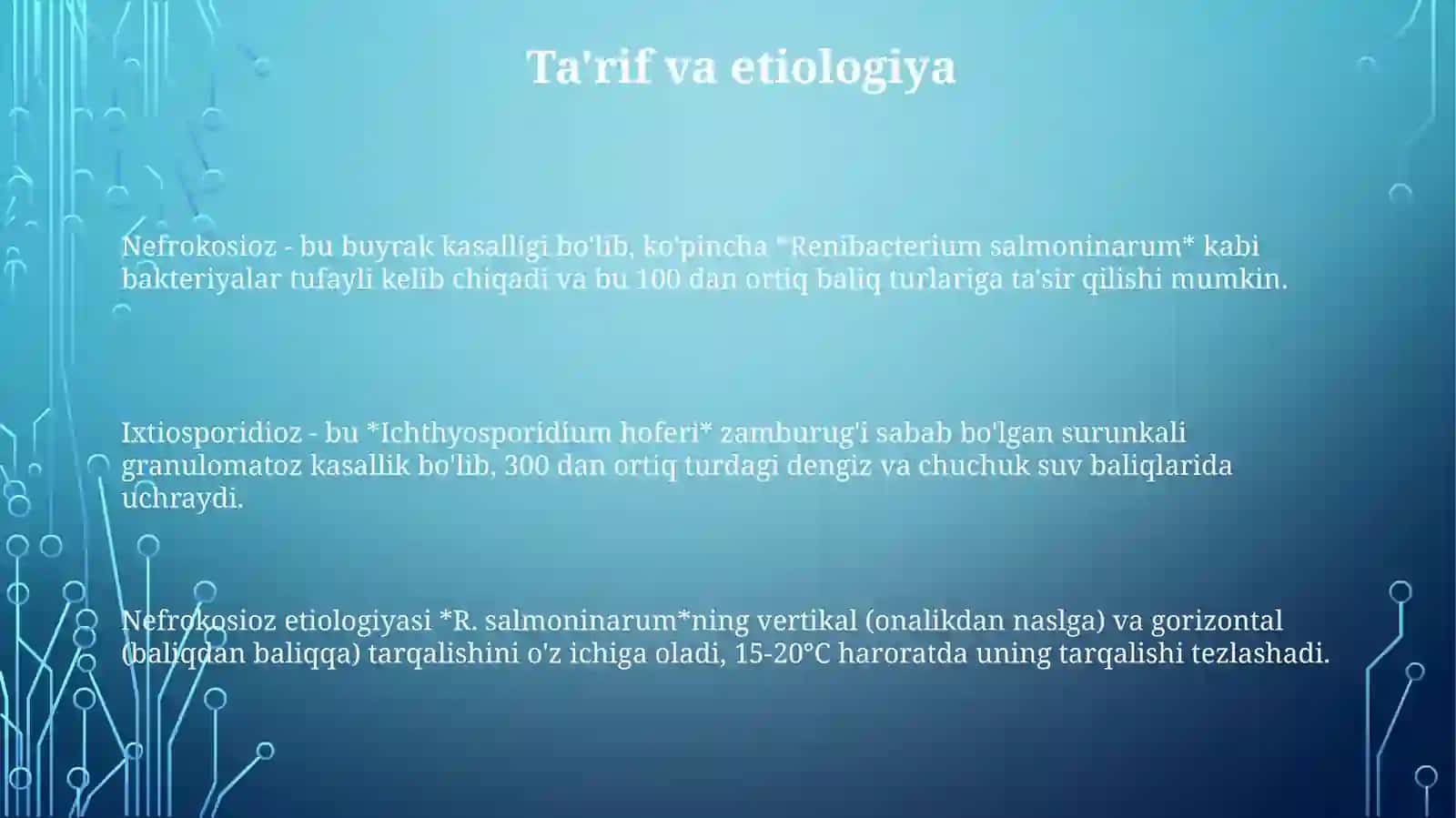 Baliqlarning nefromikoz va ixtiosporidoz kasalliklari 3
